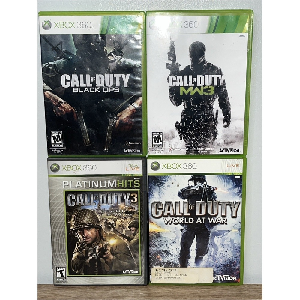 Call of Duty Xbox 360 Lot Of 4 Black Ops 1 Call Of Duty 3 World At War MW3 Set